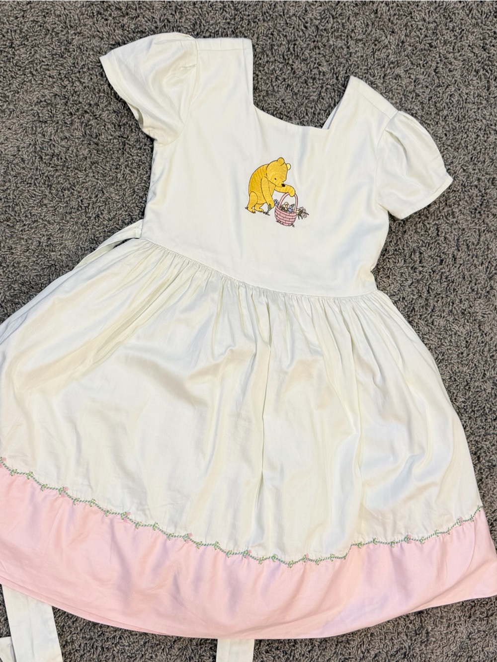 Girls Disney Pink and White Winnie the Pooh embroidered Party Dress, size 7-8 - Picture 2 of 14